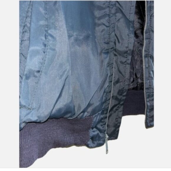 Vintage WeatherJack Navy Blue Bomber Jacket, EMAR Zipper, Faux Fur Collar 70s - Picture 8 of 16